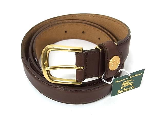 1円 ■美品■ Burberrys バーバリーズ レザー ベルト ゴールド金具 ビジネス 紳士 メンズ ブラウン系 FP8397_画像1