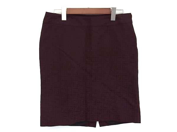 1 иен # прекрасный товар # FENDI Fendi Zucca рисунок хлопок × выцветание te-to узкая юбка низ указанный размер 44 европейская одежда лиловый серия FP8779