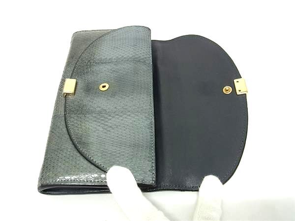 ■極上■本物■ Chloe クロエ ジョージア パイソン 二つ折り 長財布 ウォレット 札入れ 小銭入れ カード入れ グリーン系 DJ3883_画像3