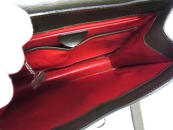 1円 CELINE セリーヌ レザー ハンドバッグ トートバッグ レディース カーキ系 BN6187_画像5