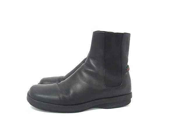 1円 ■美品■ GUCCI グッチ シェリーライン サイドゴア レザー ブーツ 靴 サイズ 37 (約24.0cm) シューズ レディース ブラック系 FH8142_画像3