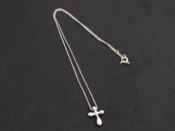 1円 ■美品■ TIFFANY&Co ティファニー エルサペレッティ スモールクロス SV925 ネックレス ペンダント アクセサリー シルバー系 FS7128_画像1