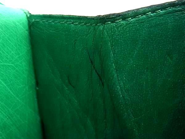 1円 ■極上■本物■美品■ MORABITO モラビト スカラ オーストリッチ ターンロック ワンハンドル ハンドバッグ グリーン系 FQ2051_画像7