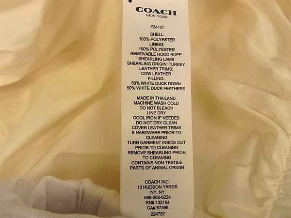 1 иен COACH Coach F34157 полиэстер 100% пуховик внешний верхняя одежда зимний костюм указанный размер S европейская одежда женский слоновая кость серия FH5350