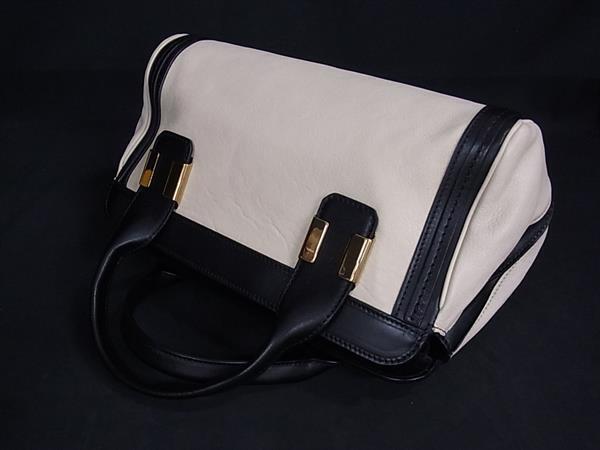 1円 ■美品■ Chloe クロエ アリス レザー 2WAY ハンドバッグ トート ショルダーバッグ レディース ブラック系×クリーム系 EA3486_画像3