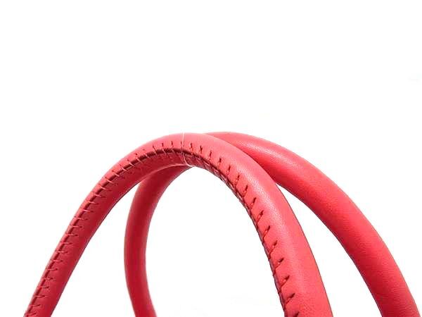 1円 ■美品■ GIORGIO ARMANI ジョルジオアルマーニ レザー ハンドバッグ ボストン トート ショルダー 肩掛け コーラルレッド系 FP5806_画像2