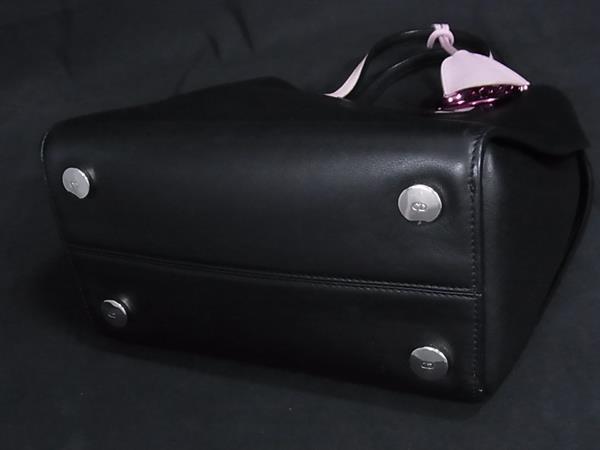 1円 ChristianDior ディオール アディクト レザー クロスボディ ハンドバッグ ショルダー 斜め掛け ブラック系×ピンク系 BQ2876_画像4
