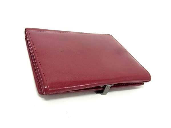 MOSCHINO モスキーノ パテントレザー ハート 二つ折り 財布 ウォレット 札入れ 小銭入れ レディース ボルドー系 DL0750_画像2