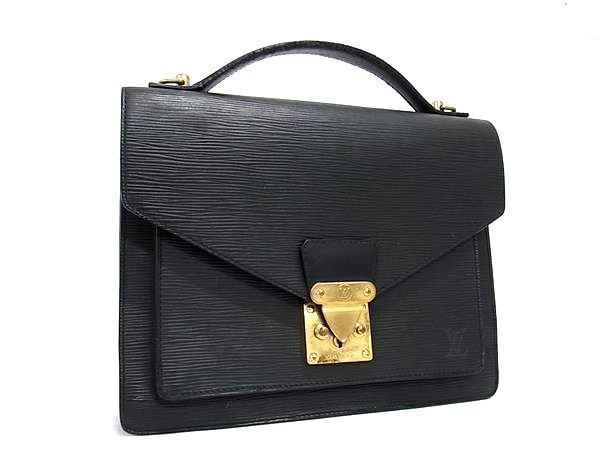 1円 LOUIS VUITTON ルイヴィトン M52122 エピ モンソー ワンハンドル ハンドバッグ レディース メンズ ブラック系 FS2919_画像1
