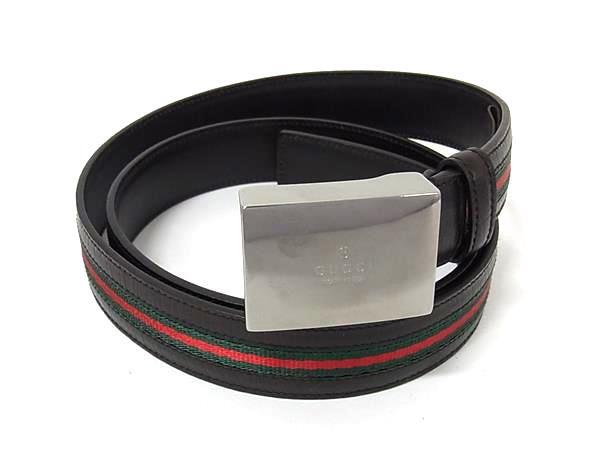 1円 ■美品■ GUCCI グッチ 114966 212956 シェリーライン レザー シルバー金具 ベルト 表記サイズ 95・38 メンズ ブラウン系 FN8301_画像1