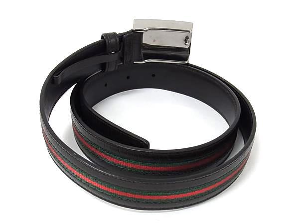 1円 ■美品■ GUCCI グッチ 114966 212956 シェリーライン レザー シルバー金具 ベルト 表記サイズ 95・38 メンズ ブラウン系 FN8301_画像2