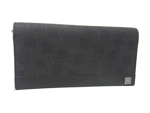 ■美品■ dunhill ダンヒル PVC×レザー 二つ折り 長財布 ウォレット 小銭入れ 札入れ カード入れ メンズ ダークブラウン系 DK8635_画像1