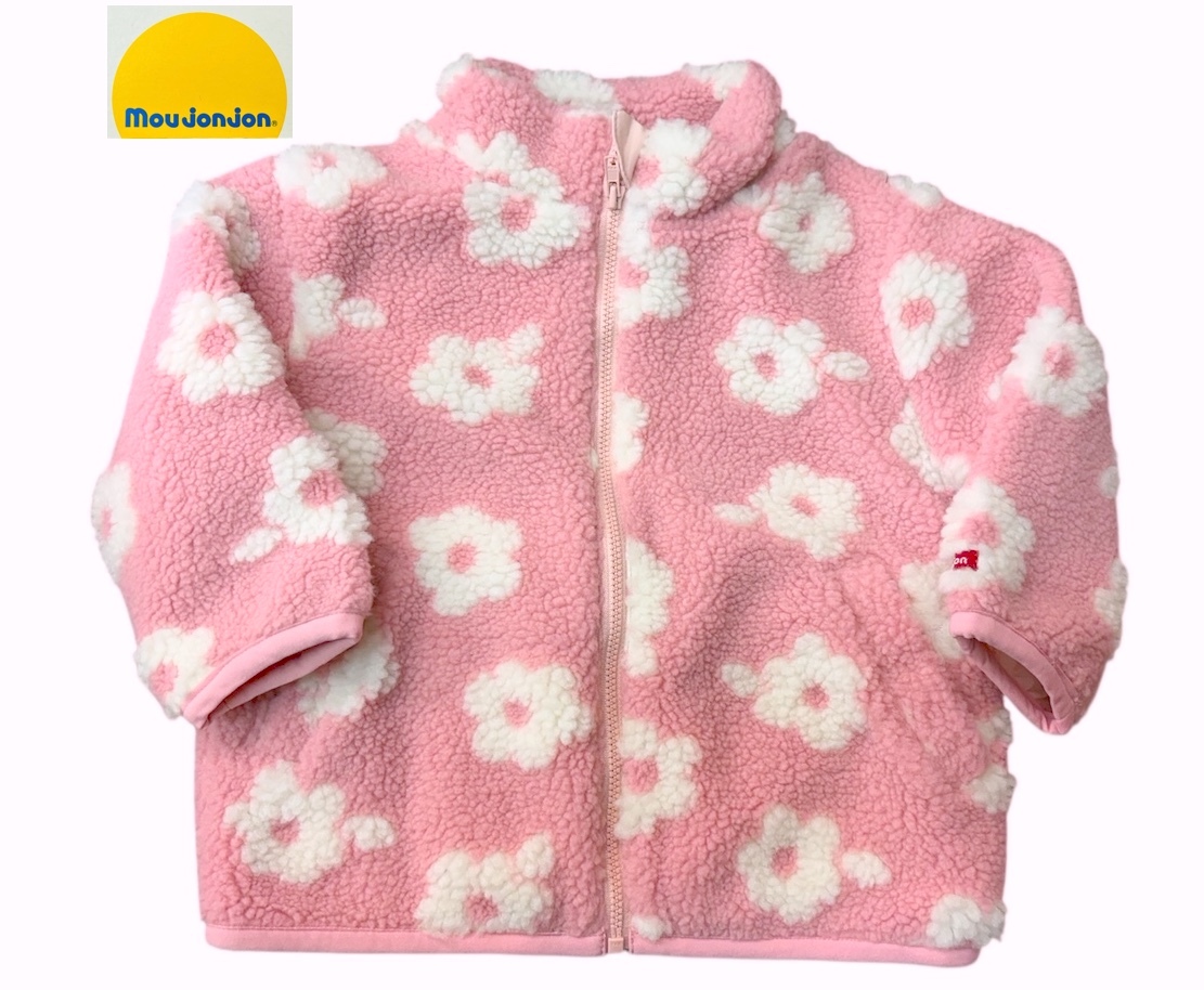あったか★新品タグ付　ムージョンジョン Moujonjon★ボアジャガード 花柄 ジャケット★YKKチャック仕様★ベビー 100cm 3-4才 ￥4290_画像8
