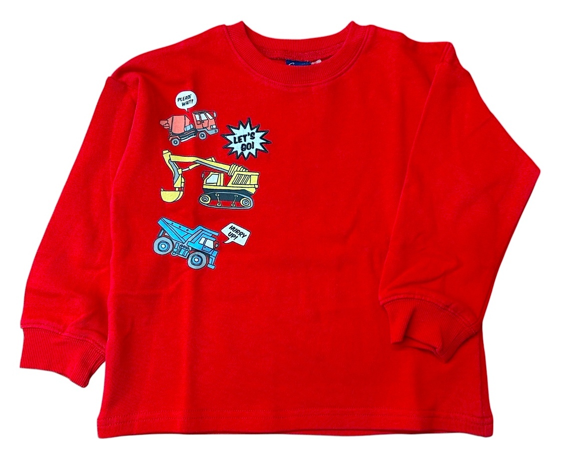 即決　新品タグ付 Crescent クレセント★働く車柄 プリント 裏毛 トレーナーrd★子供 110cm 5-6才目安 ￥2200_画像1