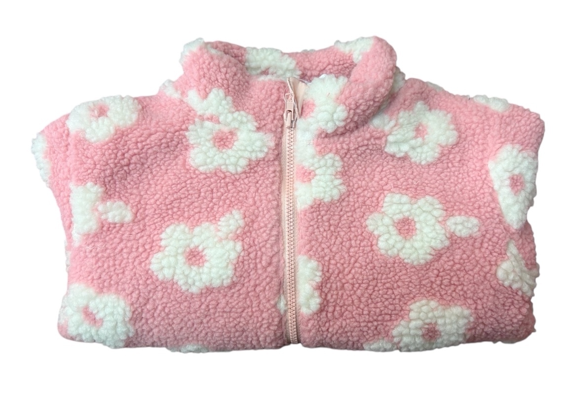 あったか★新品タグ付　ムージョンジョン Moujonjon★ボアジャガード 花柄 ジャケット★YKKチャック仕様★ベビー 100cm 3-4才 ￥4290_画像3