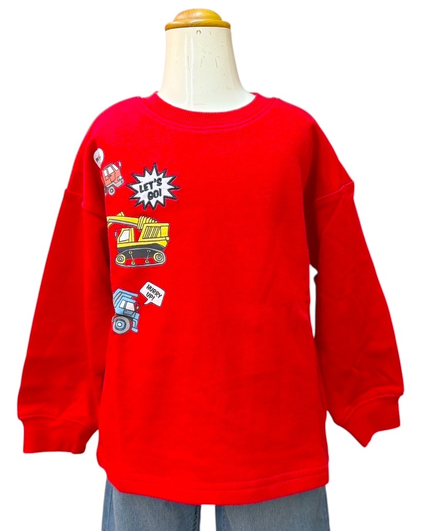 即決　新品タグ付 Crescent クレセント★働く車柄 プリント 裏毛 トレーナーrd★子供 110cm 5-6才目安 ￥2200_画像2