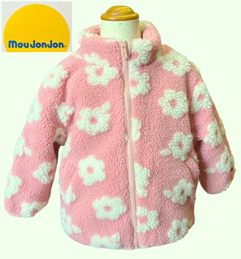 あったか★新品タグ付　ムージョンジョン Moujonjon★ボアジャガード 花柄 ジャケット★YKKチャック仕様★ベビー 100cm 3-4才 ￥4290_画像2
