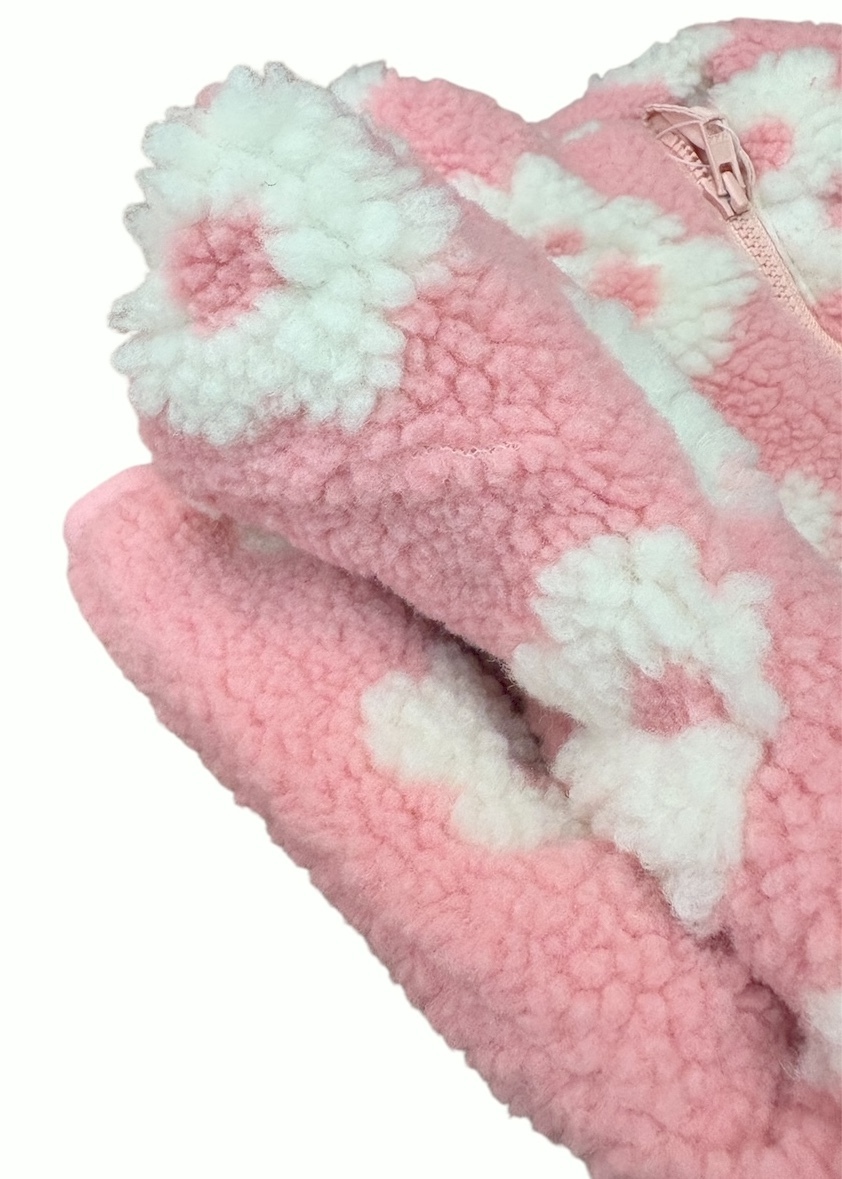 あったか★新品タグ付　ムージョンジョン Moujonjon★ボアジャガード 花柄 ジャケット★YKKチャック仕様★ベビー 100cm 3-4才 ￥4290_画像6