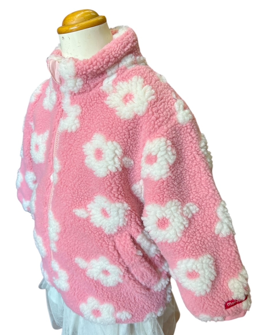 あったか★新品タグ付　ムージョンジョン Moujonjon★ボアジャガード 花柄 ジャケット★YKKチャック仕様★ベビー 100cm 3-4才 ￥4290_画像7