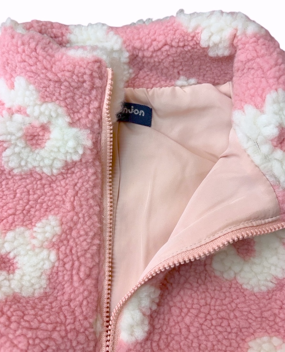 あったか★新品タグ付　ムージョンジョン Moujonjon★ボアジャガード 花柄 ジャケット★YKKチャック仕様★ベビー 100cm 3-4才 ￥4290_画像4