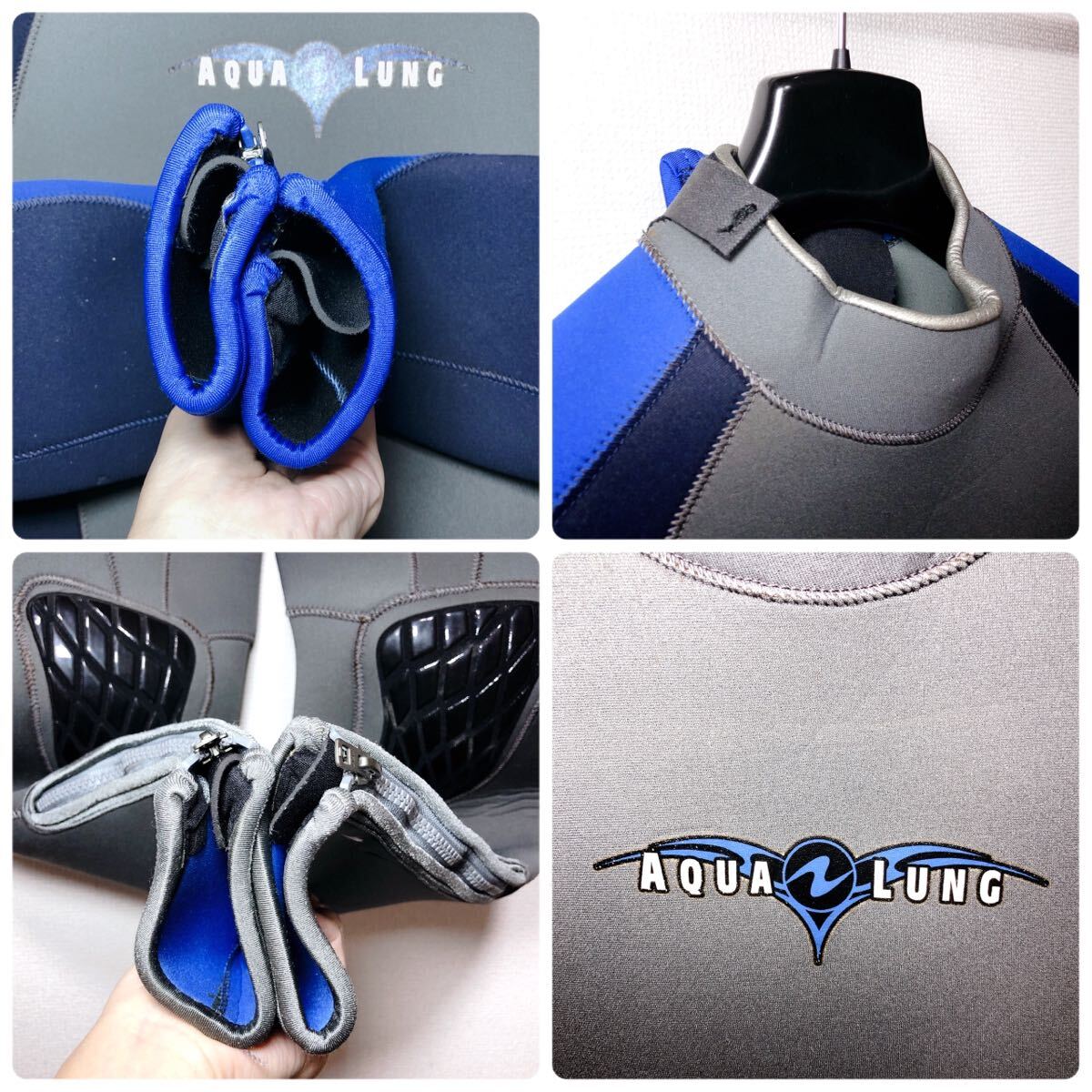 AQUALUNG акваланг мокрый костюм длина одежды примерно 137cm толщина примерно 5mm дайвинг мужской серый голубой 1102A-25