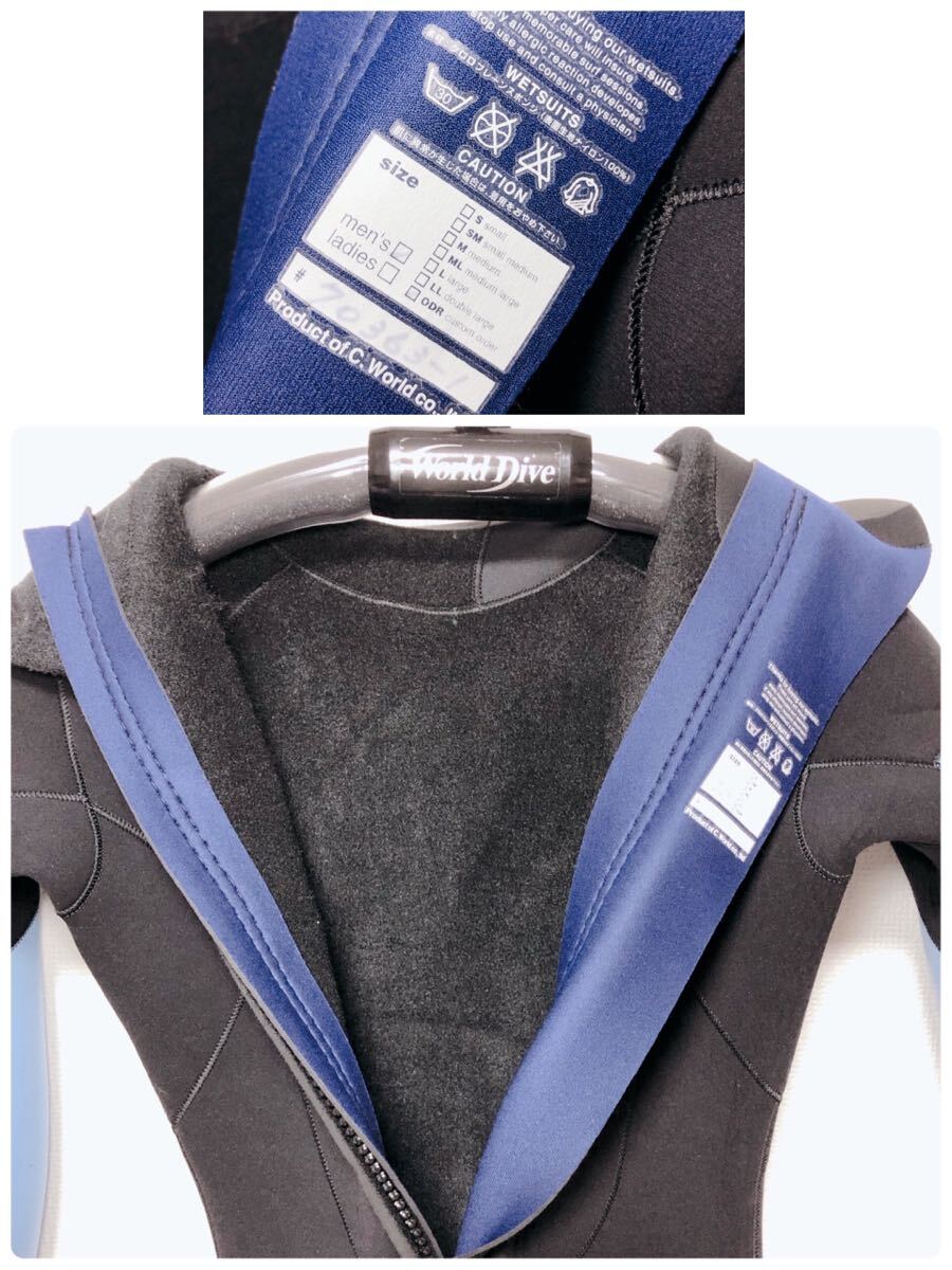 BREAKER OUT брейкер наружный мокрый костюм обратная сторона ворсистый длина одежды примерно 135cm 5mm чёрный черный бледно-голубой капот комплект серфинг дайвинг 1119H-25