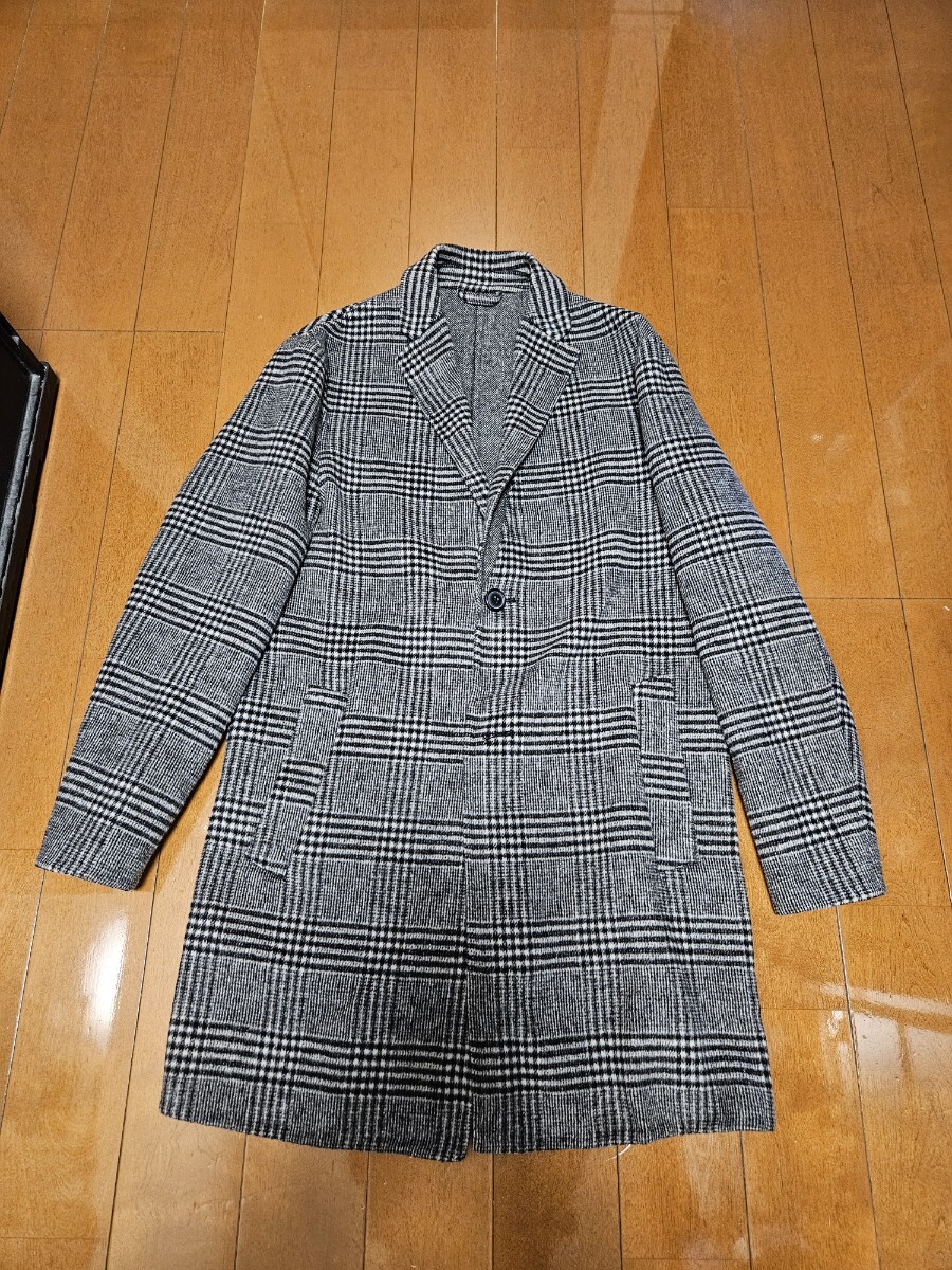 ZARA　チェスターコート　グレンチェック　S_画像1