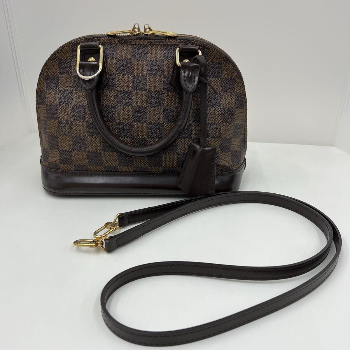 11110 LOUIS VUITTON ルイヴィトン ダミエ アルマBB ハンドバッグ ショルダーバッグ 2WAY N41221 ブラウン レザー レディース バッグ_画像1