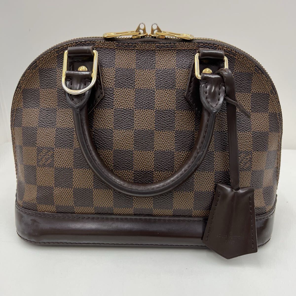 11110 LOUIS VUITTON ルイヴィトン ダミエ アルマBB ハンドバッグ ショルダーバッグ 2WAY N41221 ブラウン レザー レディース バッグ_画像2