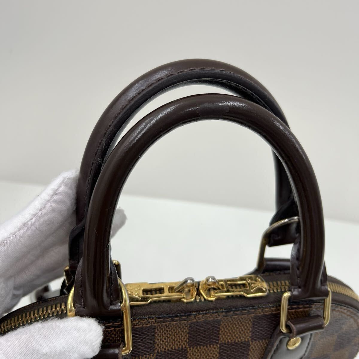 11110 LOUIS VUITTON ルイヴィトン ダミエ アルマBB ハンドバッグ ショルダーバッグ 2WAY N41221 ブラウン レザー レディース バッグ_画像7