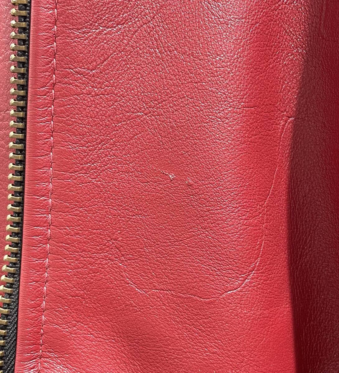 1円 人気 中古 VANSON バンソン レザー ライダース ジャケット レッド サイズ38 ワッペン 刺繍 メンズ 古着 ヴィンテージ【AW00088】_画像10