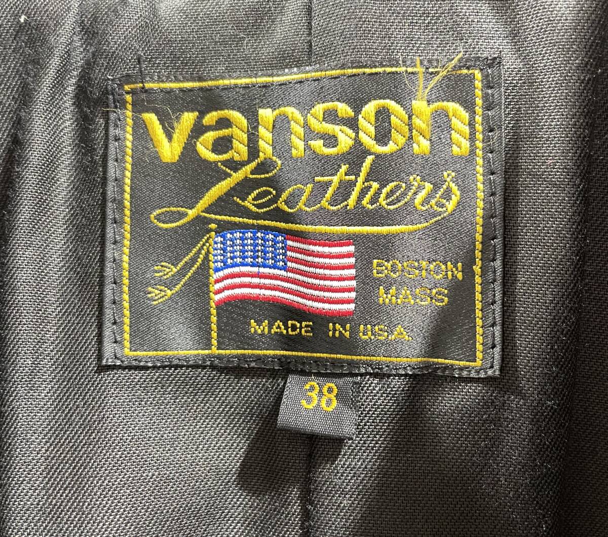 1円 人気 中古 VANSON バンソン レザー ライダース ジャケット レッド サイズ38 ワッペン 刺繍 メンズ 古着 ヴィンテージ【AW00088】_画像9