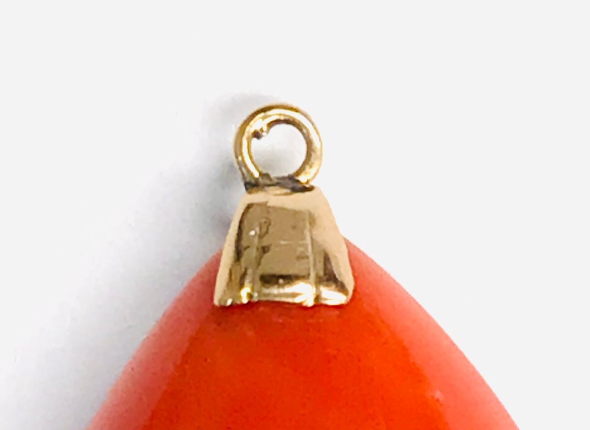 qoj.ZGW03　天然サンゴ　朱色　しずく型　ペンダントトップ　ソーティング付き_画像5