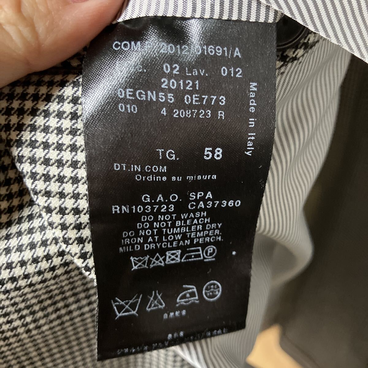 ジョルジオアルマーニ GIORGIO ARMANI ジャケット テーラードジャケット シングル 千鳥格子 アウター メンズ 薄手 大きいサイズ グレー_画像4