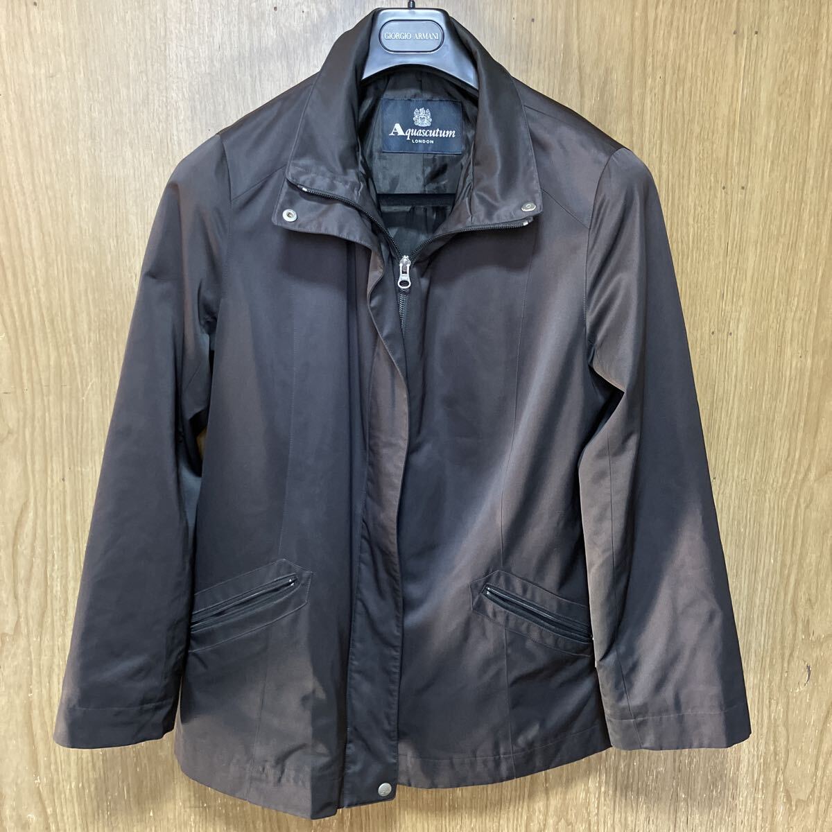 アクアスキュータム Aquascutum ジャケット 男性 上着 ブルゾン アウター ダークブラウン ジャンパー フード無し_画像1