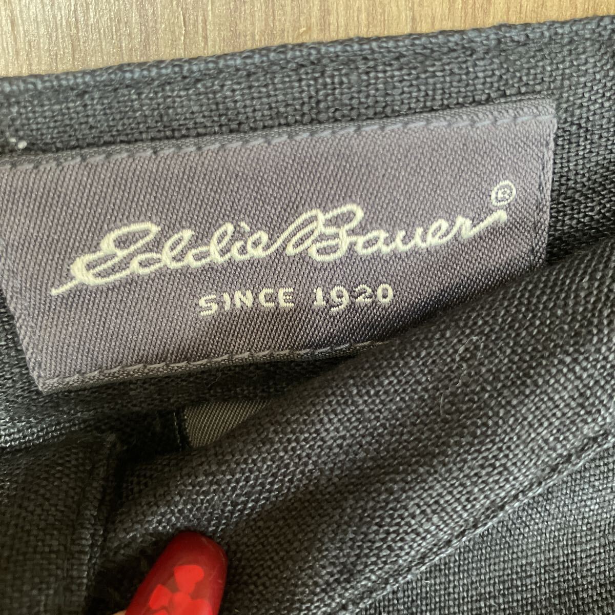 エディー・バウアー Eddie Bauer 麻 リネン 100%スラックス パンツ ズボン ブラック ボトムス 黒 メンズ 男性用 大きいサイズ_画像2