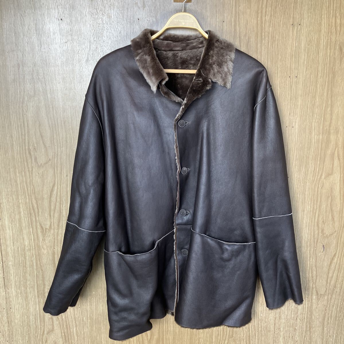 アドルフォ ドミンゲス Adolfo Dominguez ジャケット ムートンコート コート ダークブラウン ブラウン 革 メンズ 男性用 大きいサイズ_画像1