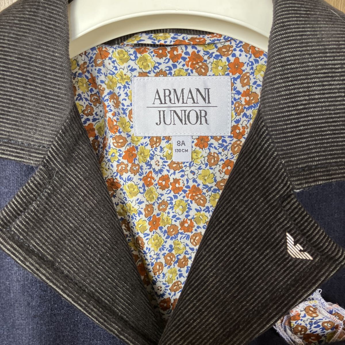 ARMANI JUNIOR アルマーニ ジュニア ジャケット テーラードジャケット ネイビー ウール 130CM ネイビー系　異素材 花柄 子供服 _画像2