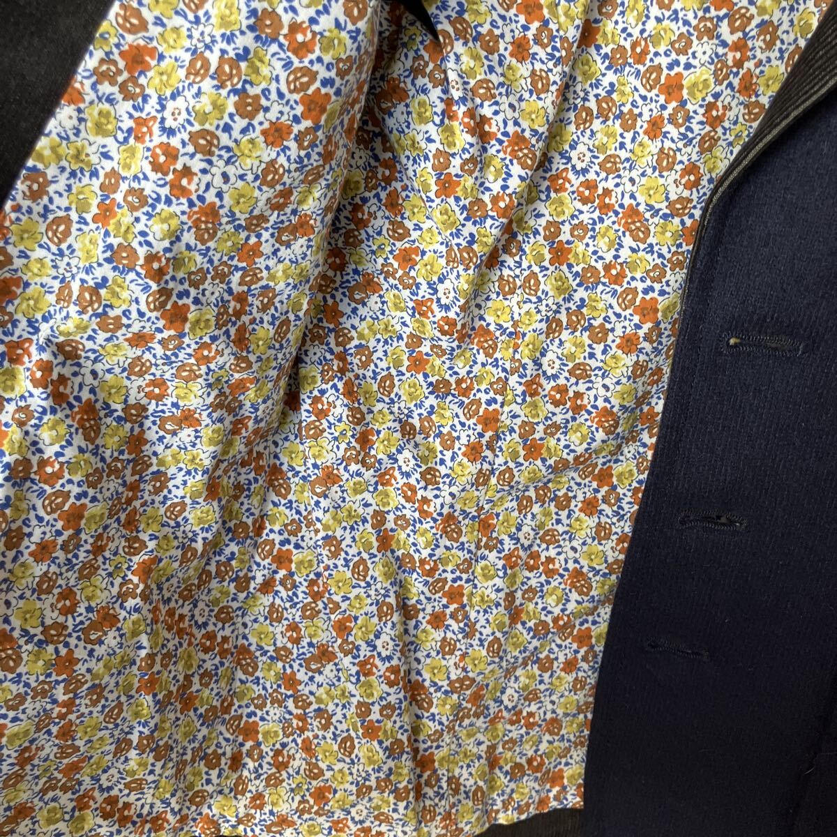 ARMANI JUNIOR アルマーニ ジュニア ジャケット テーラードジャケット ネイビー ウール 130CM ネイビー系　異素材 花柄 子供服 _画像6