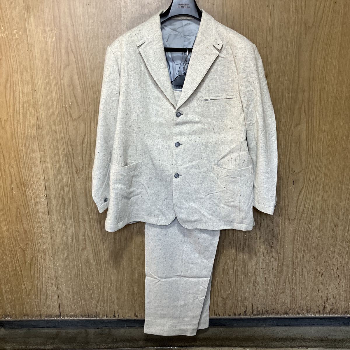 ANTOROPE アントロペ セットアップ スーツ 上下 テーラードジャケット ジャケット ツイード グレー パンツ ベージュ 4L 男性用 メンズ_画像1