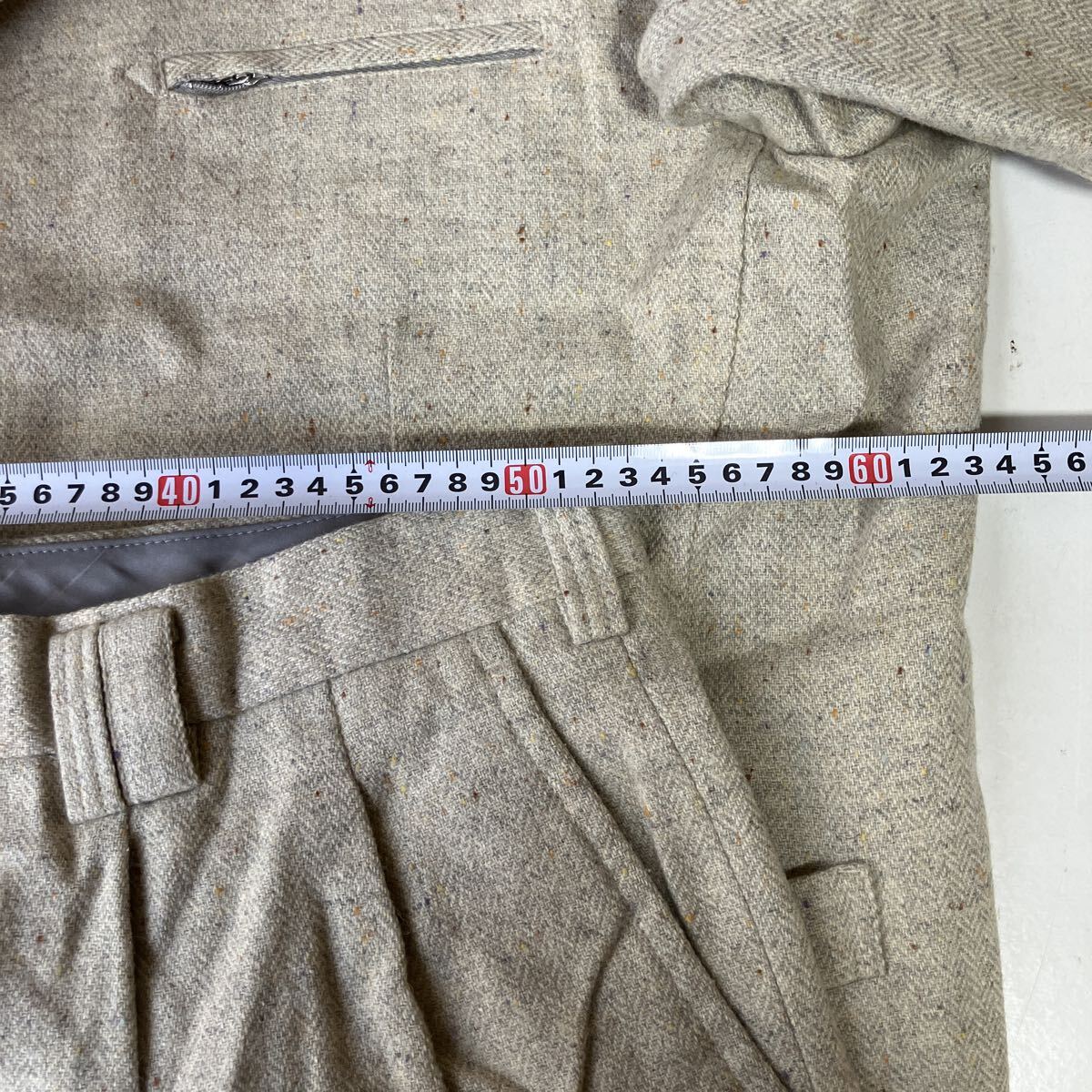 ANTOROPE アントロペ セットアップ スーツ 上下 テーラードジャケット ジャケット ツイード グレー パンツ ベージュ 4L 男性用 メンズ_画像9