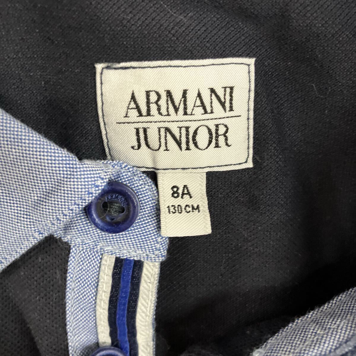 ARMANI JUNIOR アルマーニ ジュニア 半袖ポロシャツ ポロシャツ 鹿の子 半袖 ネイビー 子供服 キッズ ブランド 紺 130㎝_画像2