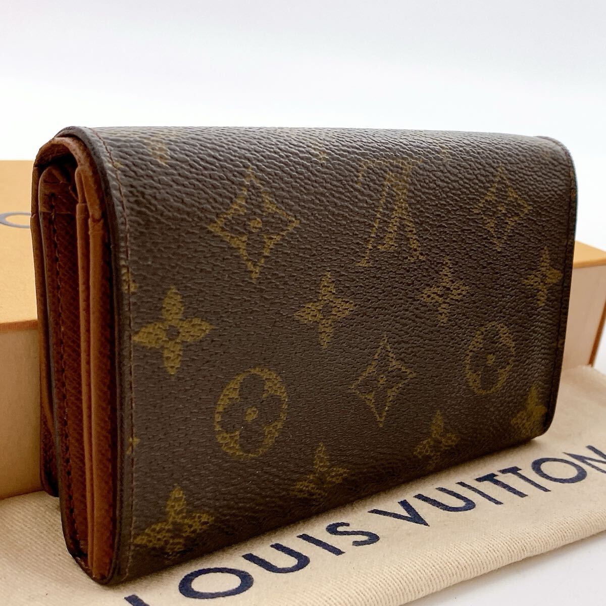 [ прекрасный товар ]LOUIS VUITTON Louis Vuitton монограмма porutomonebietorezo-ruL знак застежка-молния двойной бумажник унисекс 185