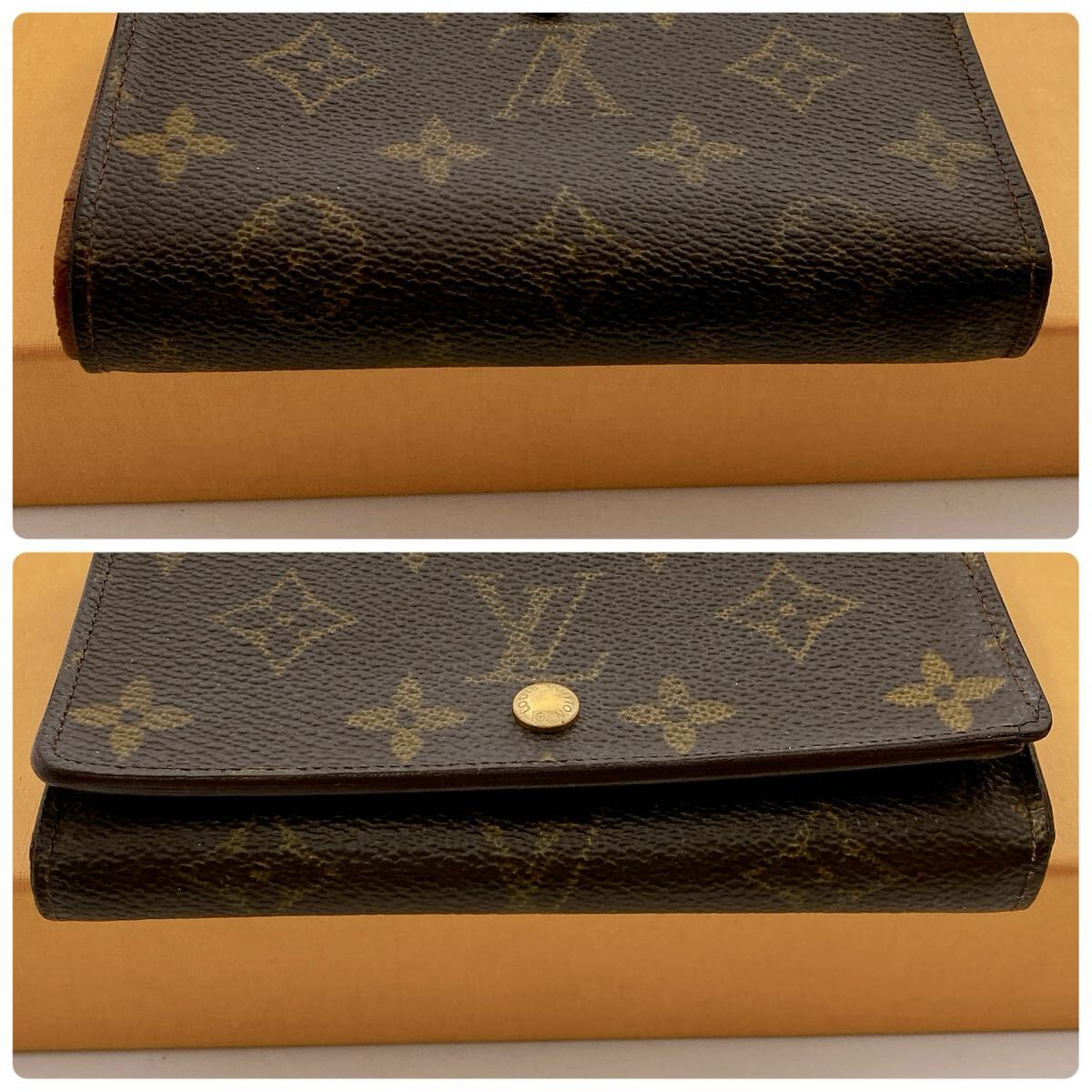 [ прекрасный товар ]LOUIS VUITTON Louis Vuitton монограмма porutomonebietorezo-ruL знак застежка-молния двойной бумажник унисекс 185