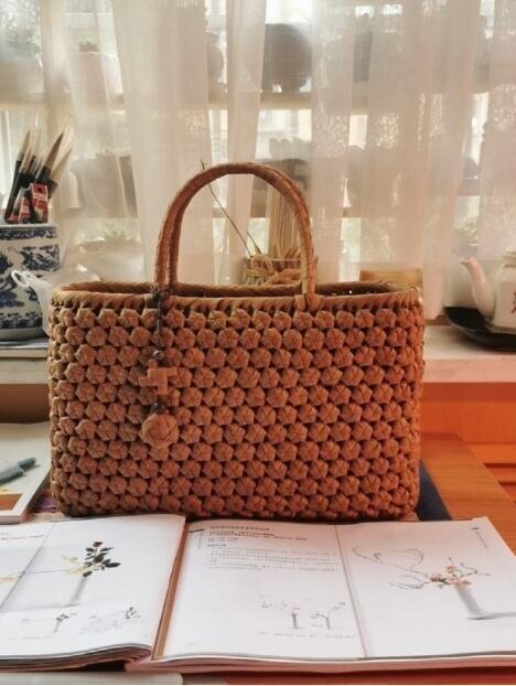 職人の手作り　山葡萄かごバッグ 手編み山葡萄籠バッグ バスケット籐かご 六角編み高級ハンドバック_画像5