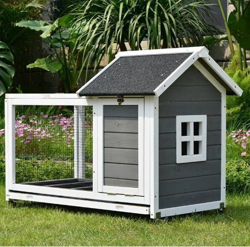 うさぎの籠の巣うさぎの家うさぎの別荘戸外の室内の無垢材雨を防ぐ日干し防腐車輪が付いています底のネットが付いてよく手入れします_画像1