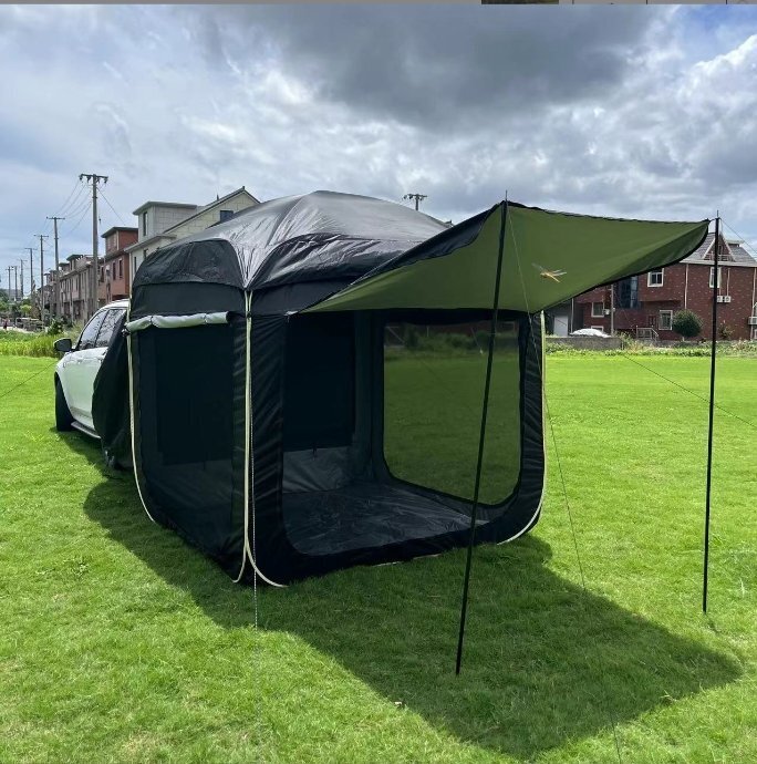 リアハッチテント(バックドアテント)◆ポップアップ式◆リアゲートテント◆カーサイドタープ◆高さ2m×幅2m×奥行2m◆車中泊 ▲黒_画像2