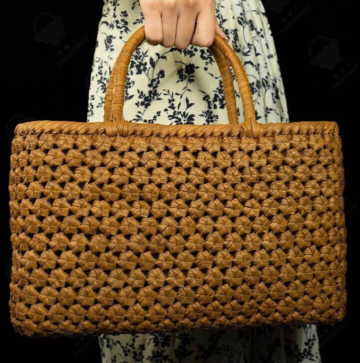 職人の手作り　山葡萄かごバッグ 手編み山葡萄籠バッグ バスケット籐かご 六角編み高級ハンドバック_画像1