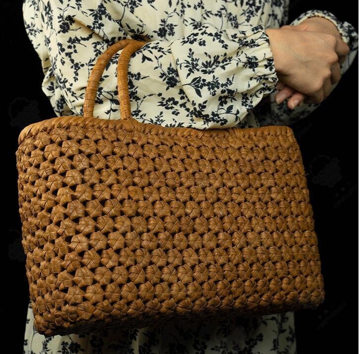 職人の手作り　山葡萄かごバッグ 手編み山葡萄籠バッグ バスケット籐かご 六角編み高級ハンドバック_画像3