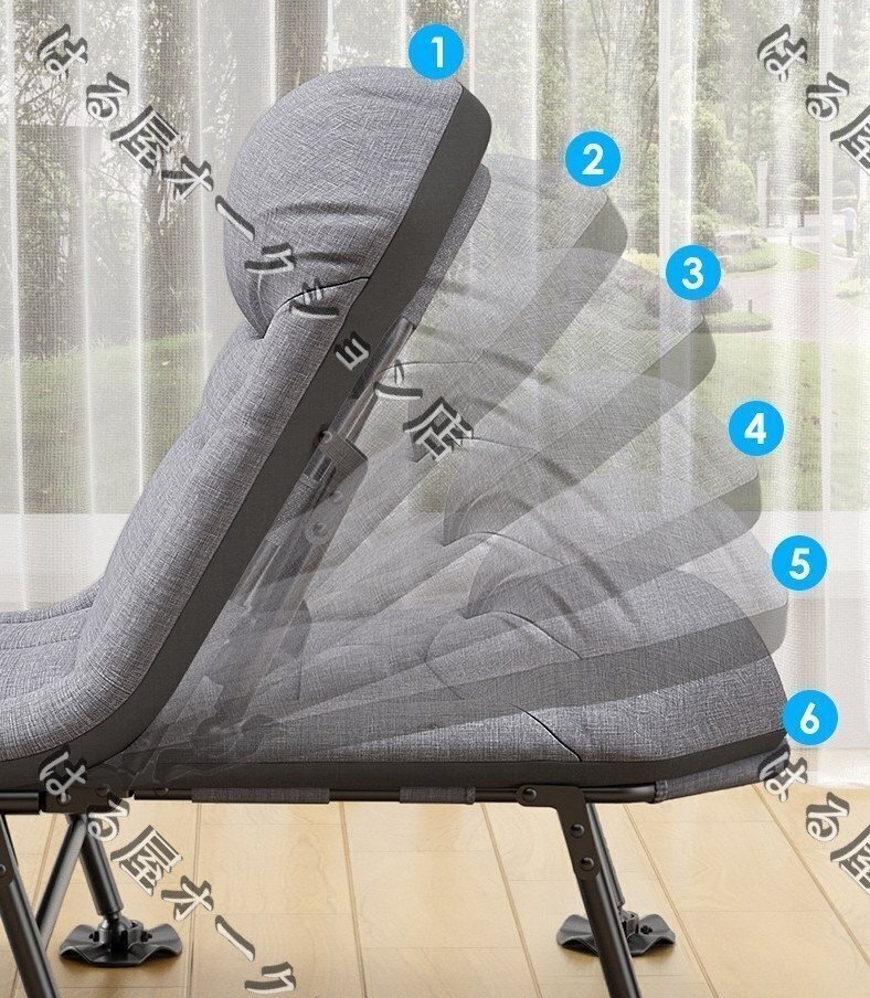 超便利！折りたたみ式シングルベッド。オフィスでの昼休み、看護時の休息にも最適な多機能リクライニングチェア_画像7